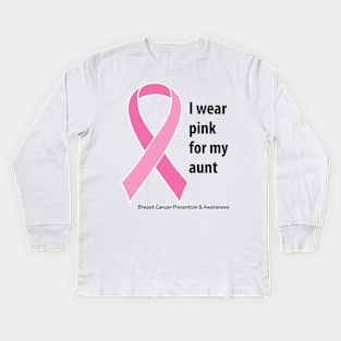 Breast cancer ribbon for aunt with black type Kids Long Sleeve T-Shirt